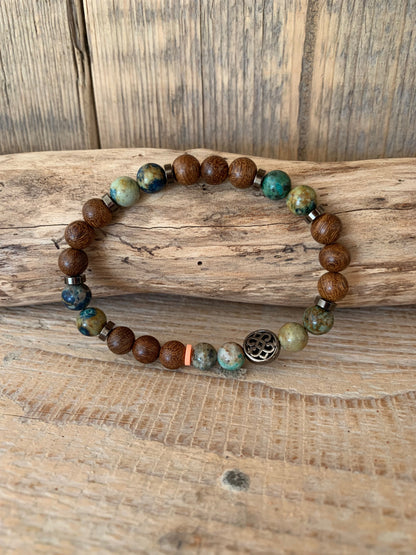 bracelet homme azurite perles naturelles bois