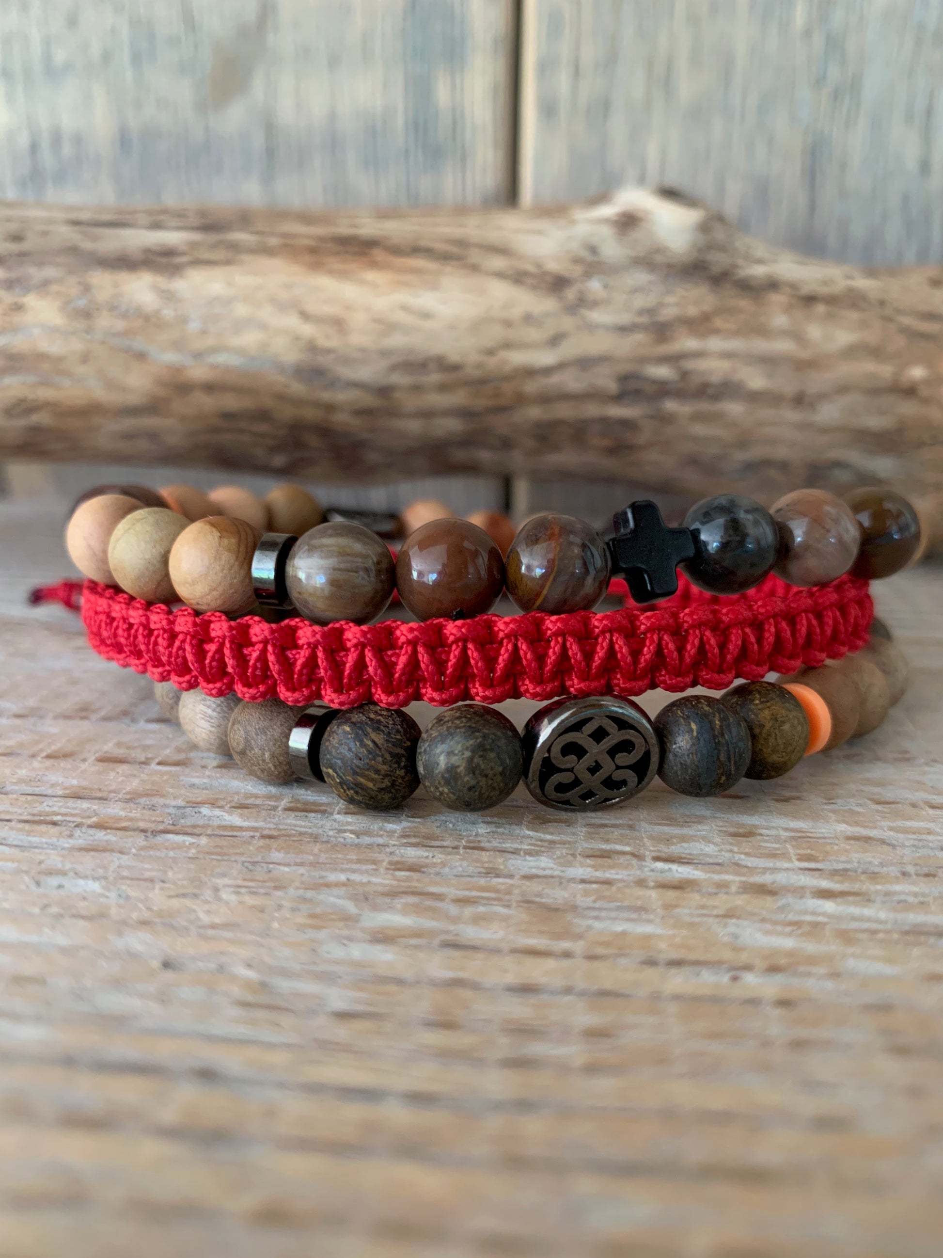 bracelet homme bois pétrifié style naturel masculin