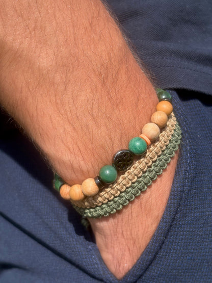 bracelet homme jade perles bois naturel
