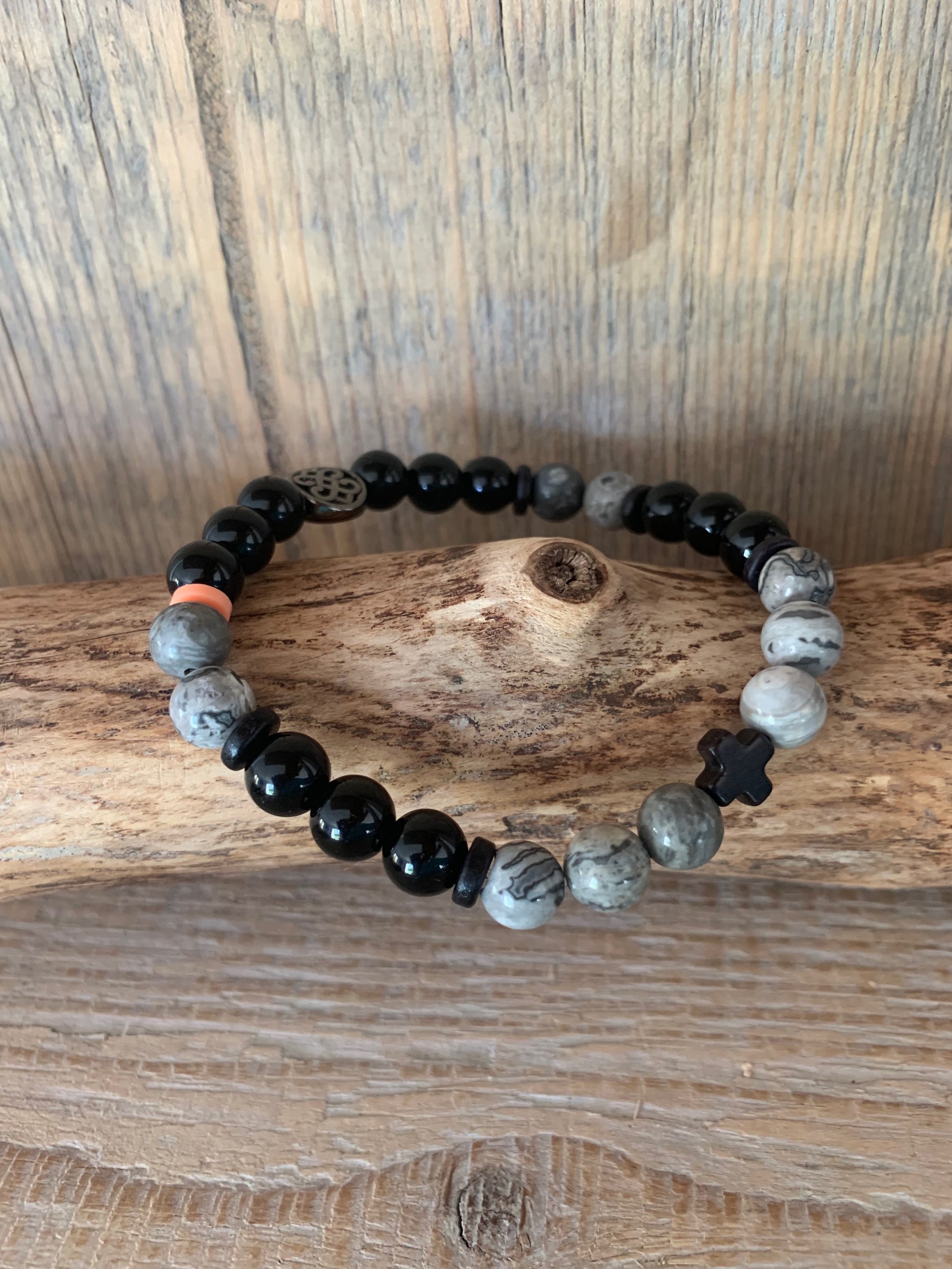 bracelet homme jaspe Picasso onyx pierres naturelles