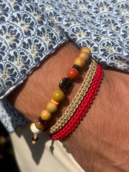 bracelet homme mokaïte porté poignet bracelet macramé