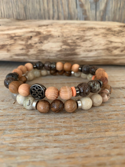 bracelet homme opale beige style naturel masculin bracelet homme jaspe flocon de neige