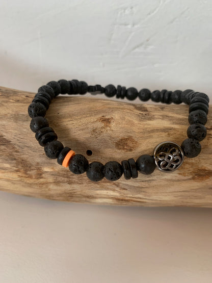 bracelet homme pierre de lave noir mat