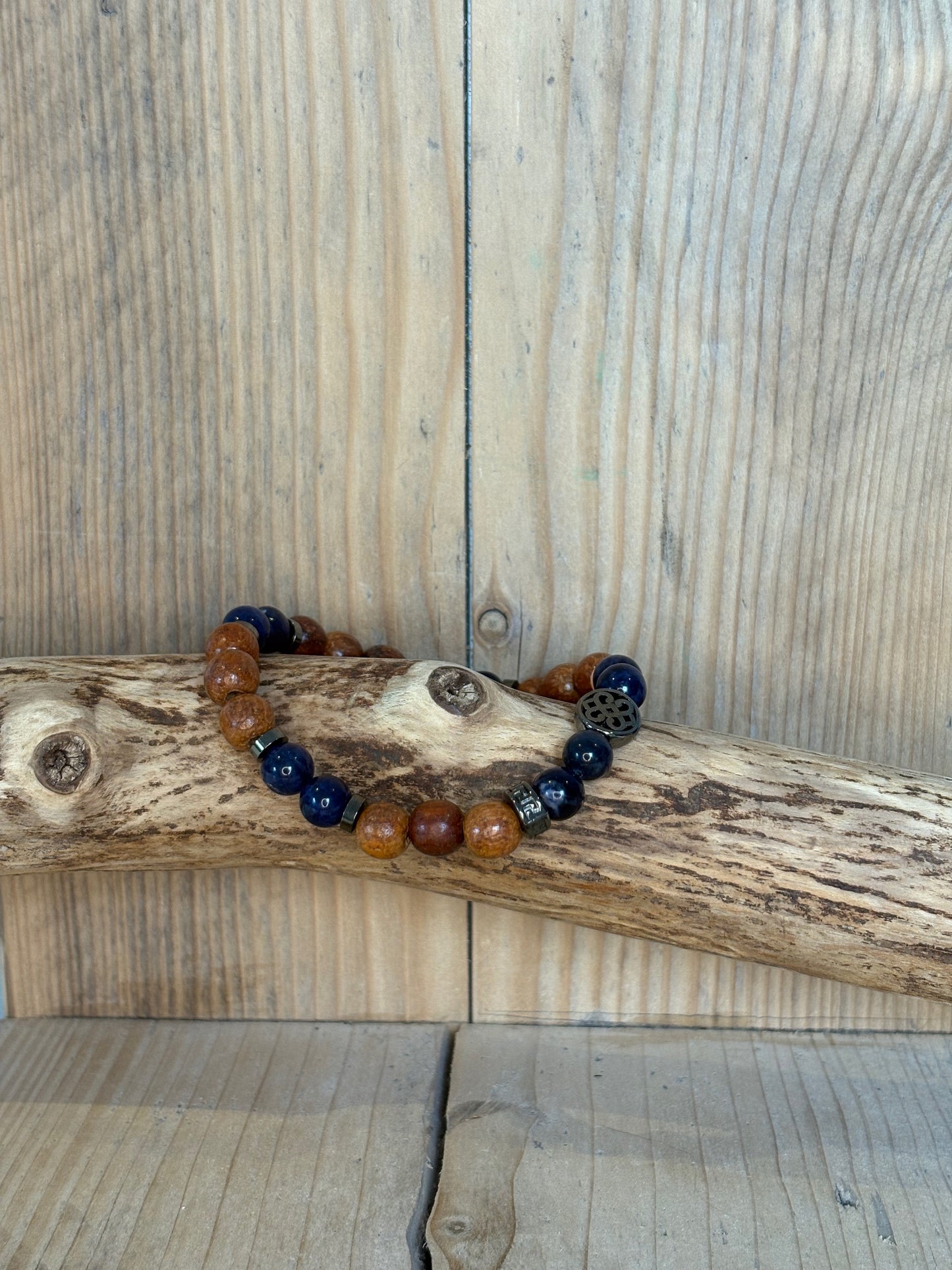 bracelet homme sodalite perles naturelles bois