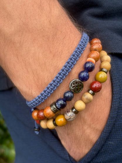 bracelet homme mokaïte porté poignet bracelet sodalite bracelet macramé