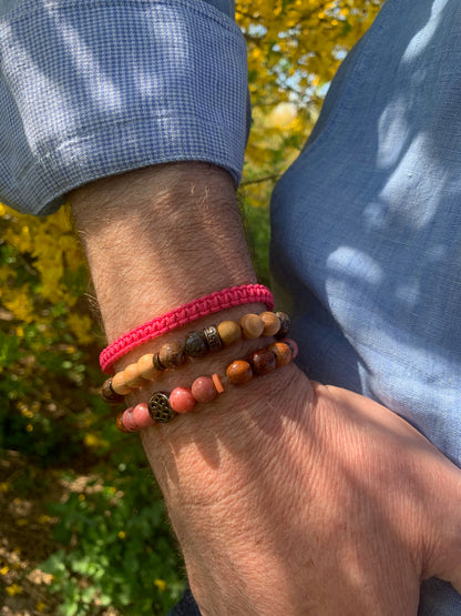 bracelet homme thulite porté poignet bracelet macramé