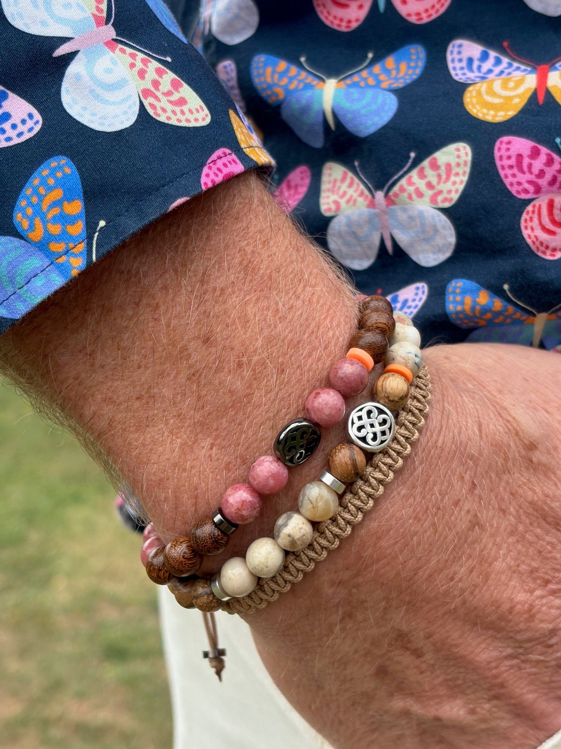 bracelet homme thulite style naturel masculin bracelet macramé bracelet opale beige