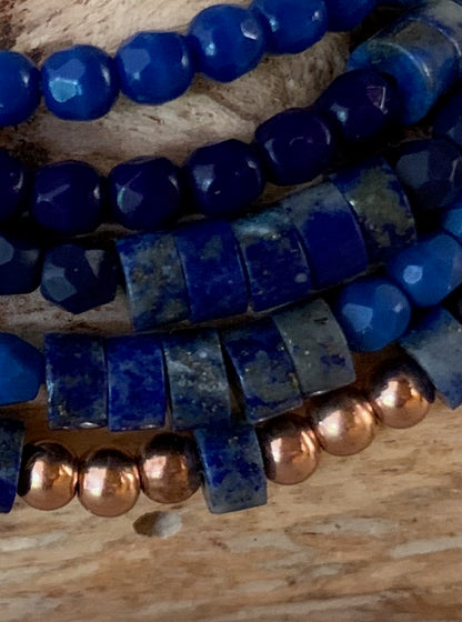 Bracelet lapis lazuli détail pierres naturelles
