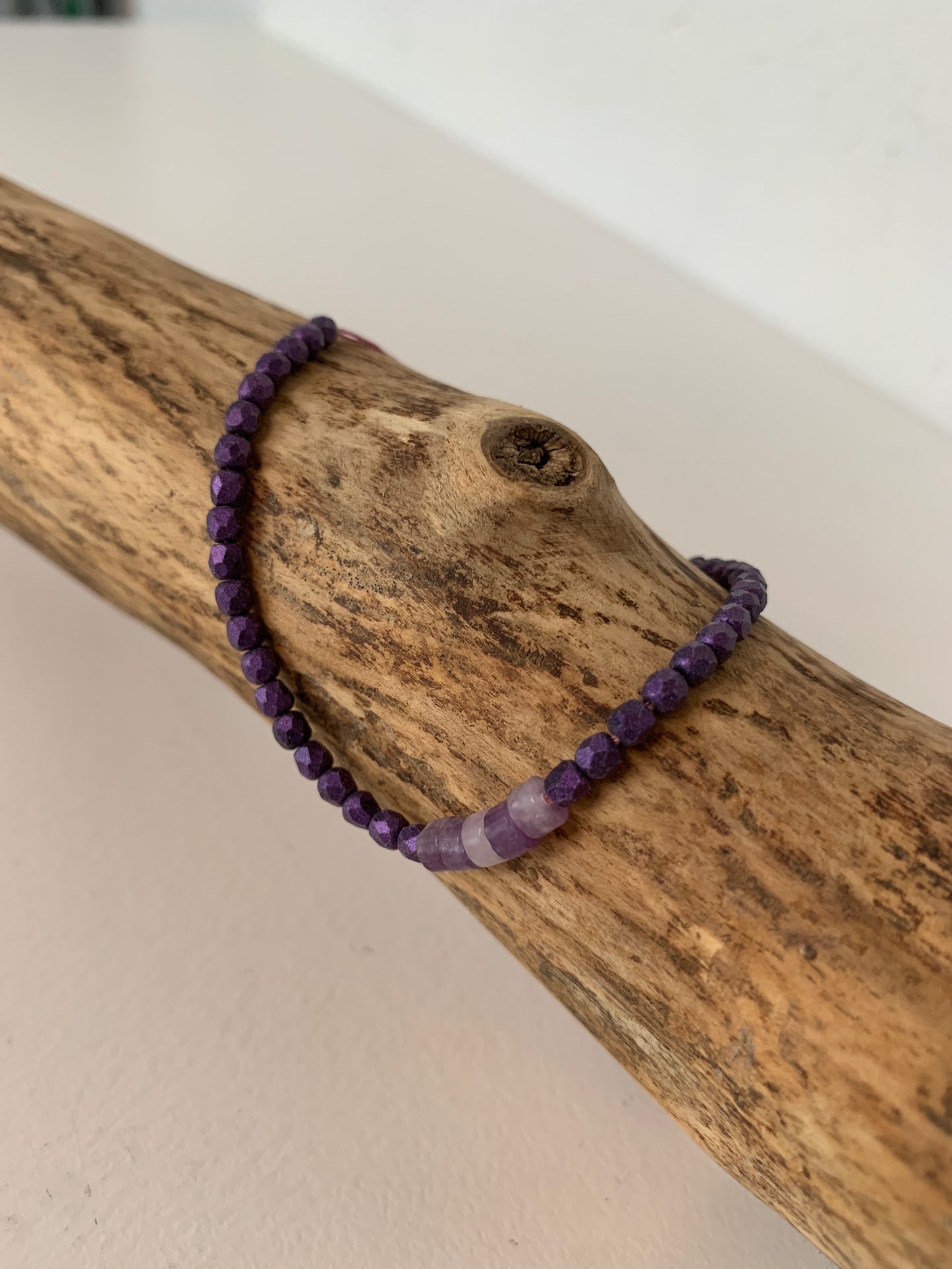 Bracelet lépidolite violet fait main Belgique