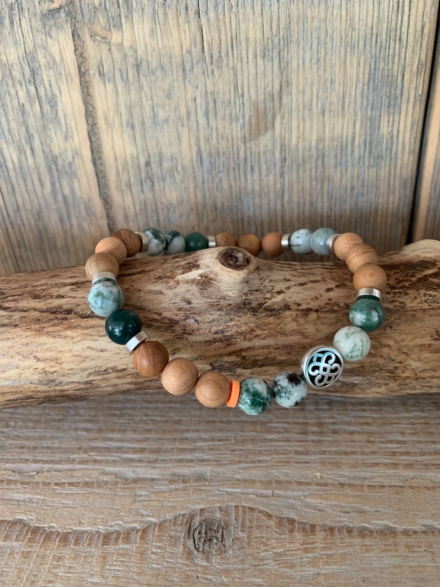 bracelet homme agate tree perles naturelles bois