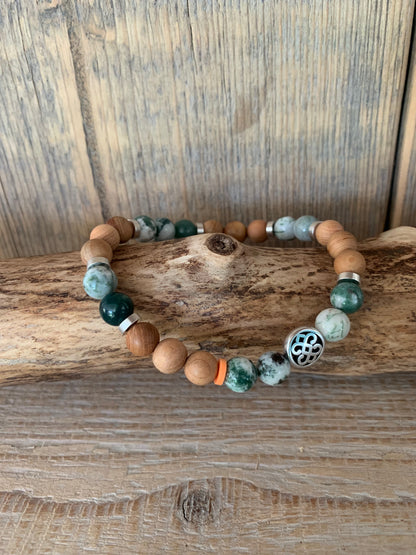 bracelet homme agate tree perles naturelles bois