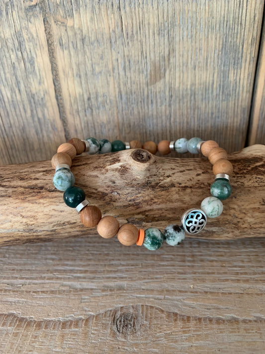 bracelet homme agate tree perles naturelles bois